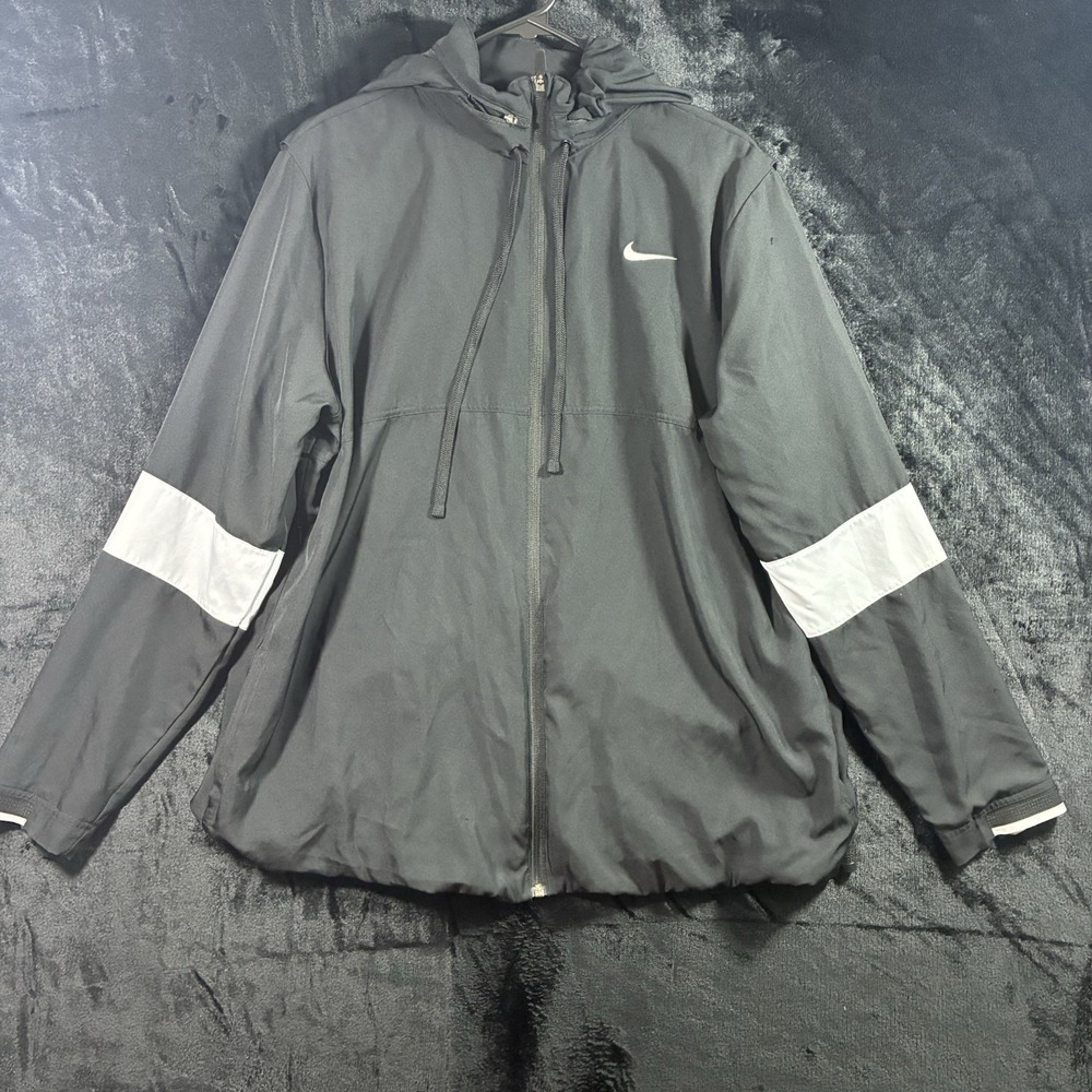 Nike Dri-Fit Vented Hooded Coaches Full Zip Jacket Mens XXL Black